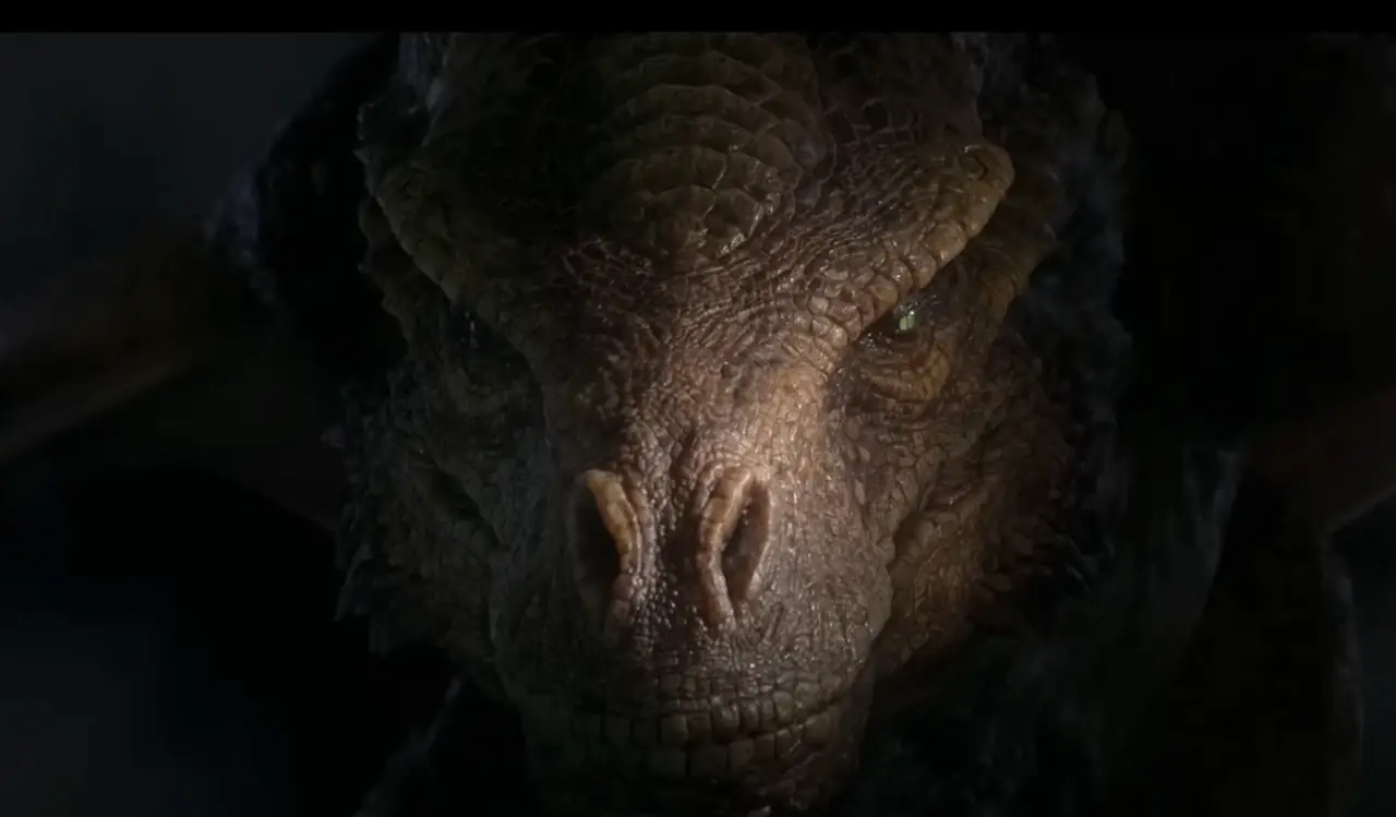 Screenshot of House of the Dragon trailer, dragon in the dark
